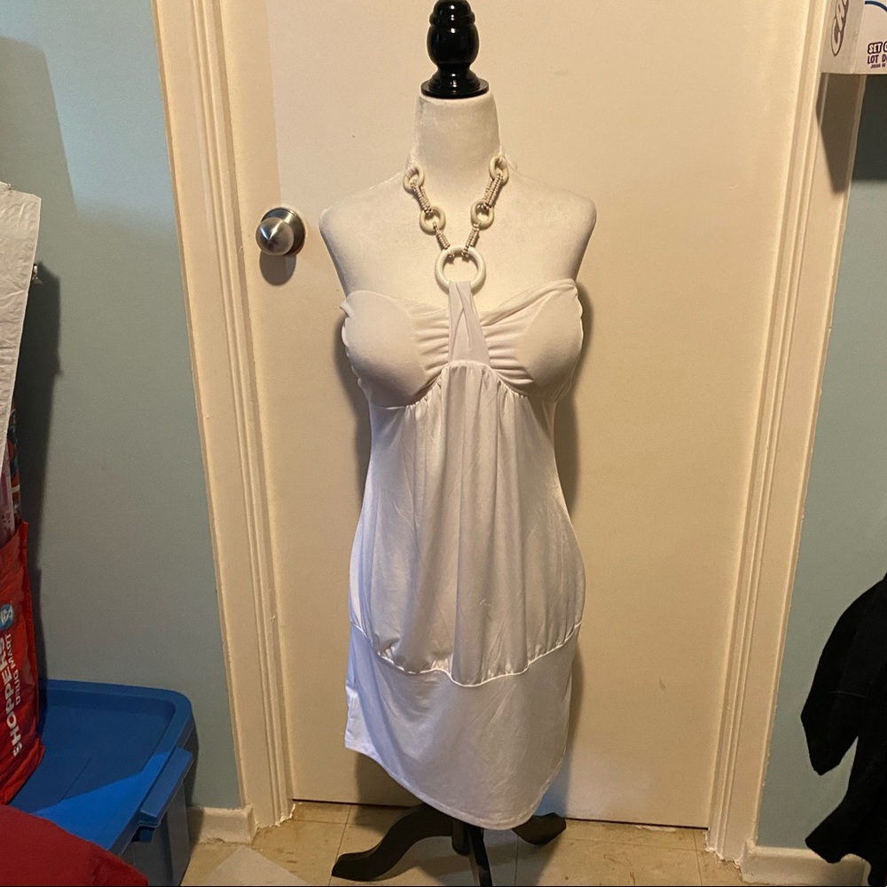 WHITE HALTER DRESS